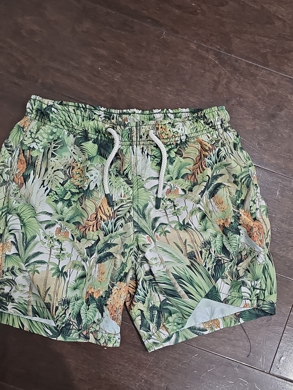 Boys Tropical Leaf Swim Trunks - Green